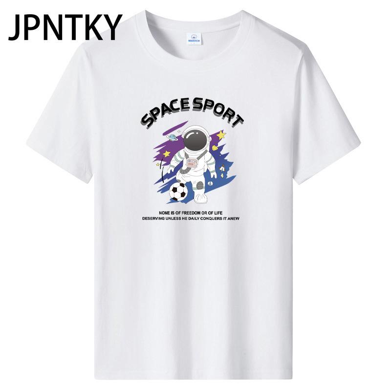 JPNTKY Cotton Short Sleeve T-shirt Men's Fashion Loose Half Sleeve Shirt Printed Compassionate Shirt