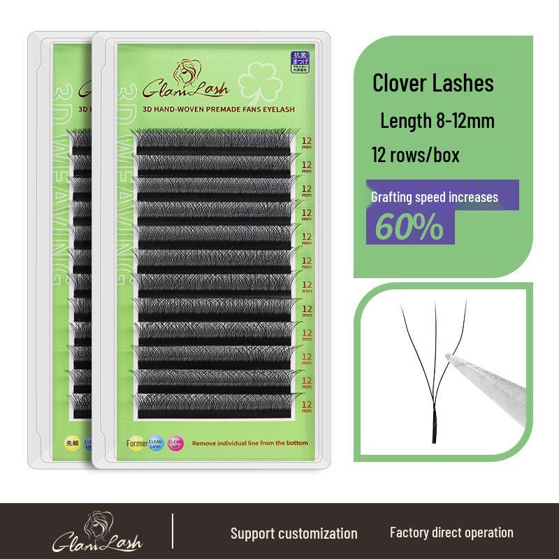 ANNAFRIS 5D Four-Leaf Clover Easy-Anchor Soft Dense W-Shape Pre-made Fan Eyelashes