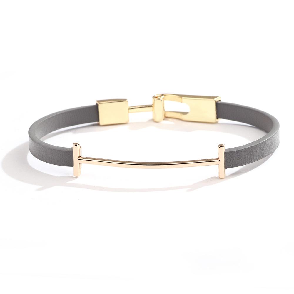 

I-shaped Buckle Zinc Alloy Bracelet for Women, Fashionable Hot-selling Simple and Versatile Bracelet Accessories Gifts сірий колір