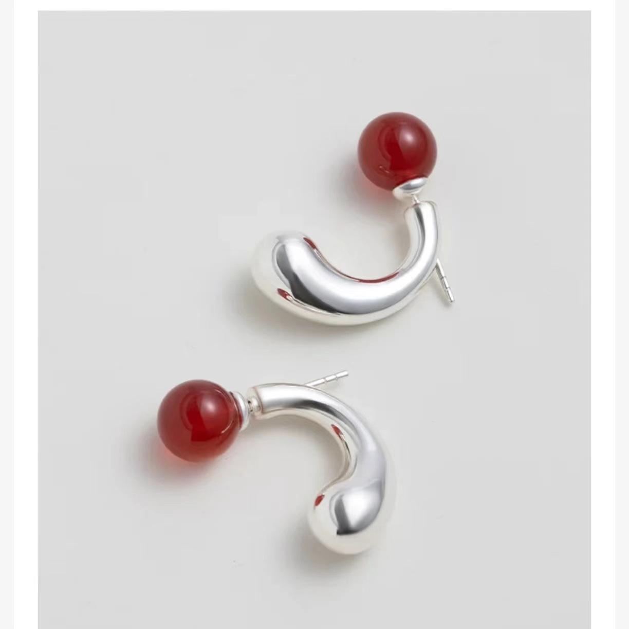 

Серебряные игольчатые серьги женские агатовые серьги высокого класса нишевые серьги нестандартные геометрические серьги