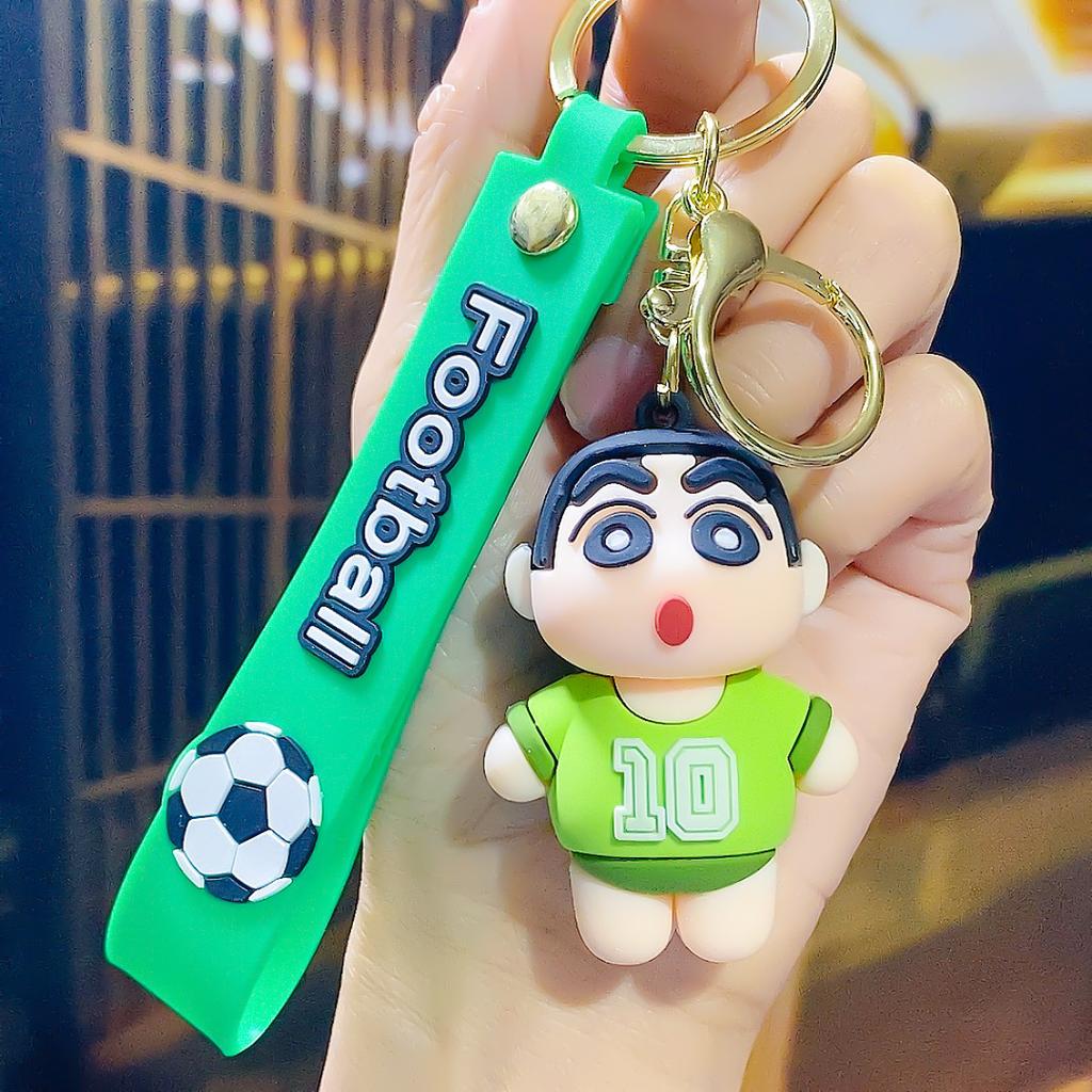 Internet Celebrity Cute Cartoon Football Cross Dressing Crayon Shin Chan Keychain 3D Car Doll Small Gift