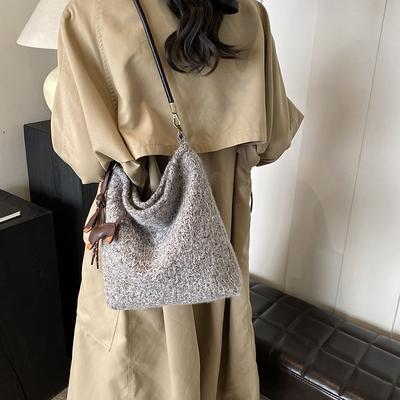 Autumn and Winter Woolen Simple Casual Shoulder Bag 2025 New Fashion Popular Personalized Underarm Bag Women's Bag