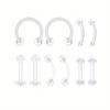 6Pcs UV Rook Multicolor Nose Rings Hoop Earrings Eyebrow Ring Lip Labret Studs Acrylic Flexible Cartilage Ear Piercing Jewelry