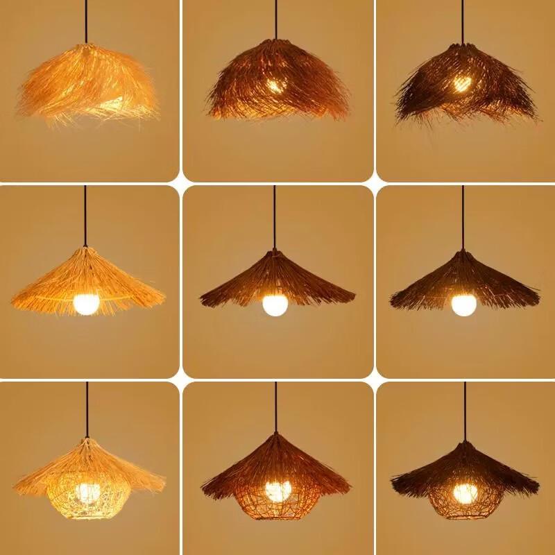 Artistic Retro Straw Hat Lampshade