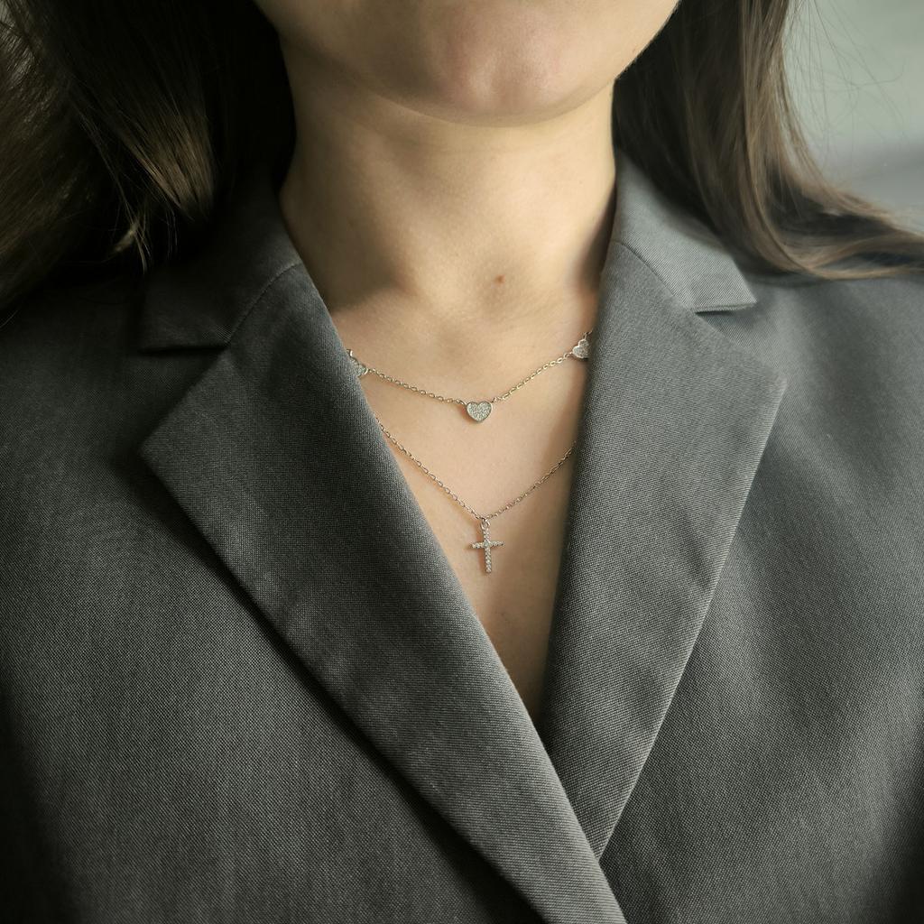 Серебряное колье с фианитами, вес изделия 5,11 гр (2211563)