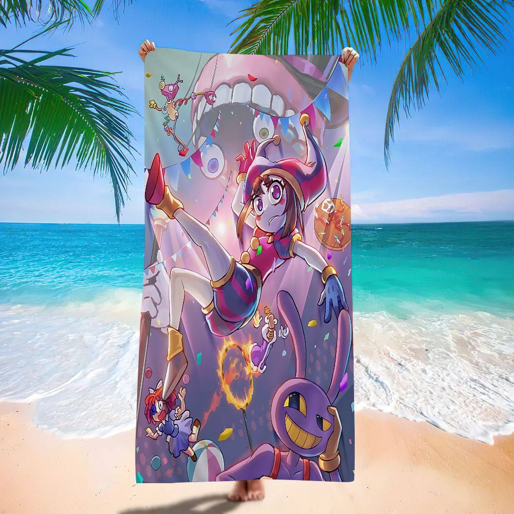 Animation A-Amazing D-Digital Circus Microfiber Printed Beach Towel Mountain Climbing Yoga Beach Soft Towel