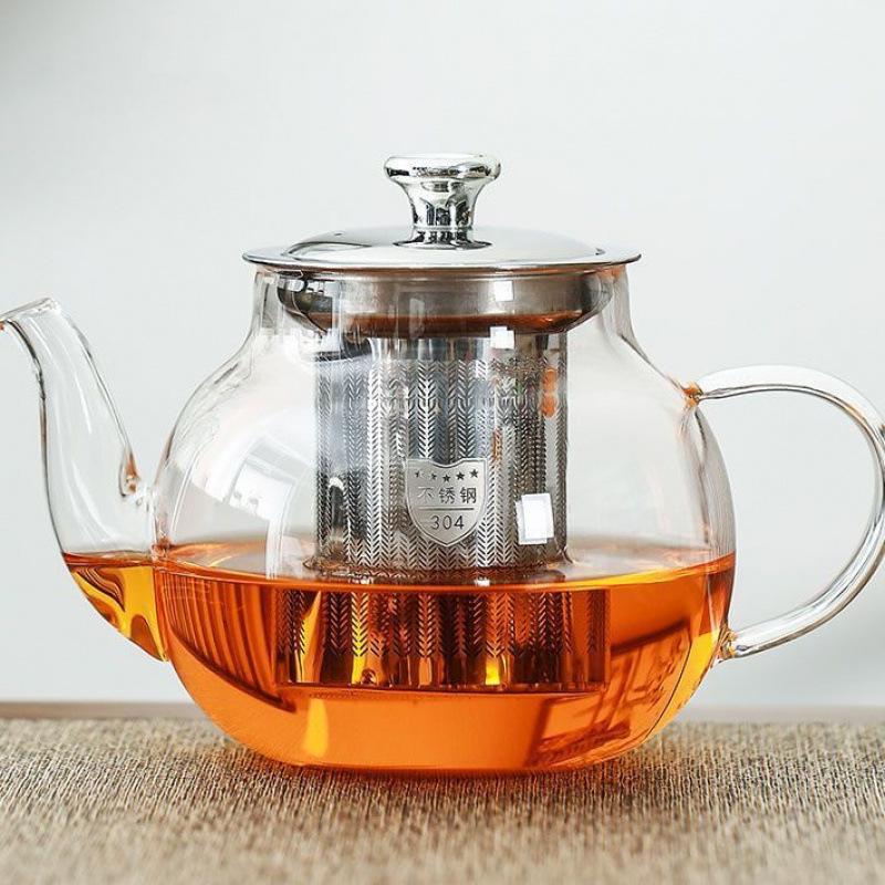 Thickened Glass Household Teapot with Tea and Water Separation Filter