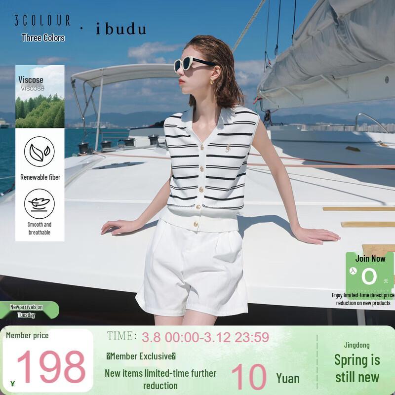 Women s Striped Embroidered V-Neck Knit Vest M