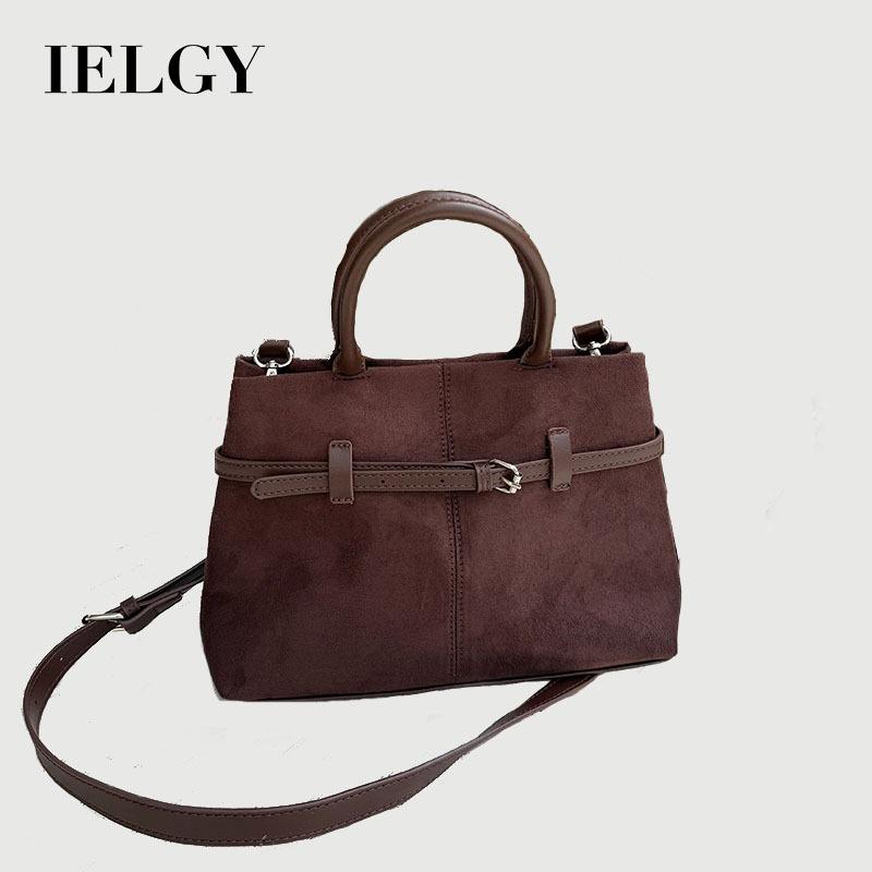 IELGY Retro Matte Suede All-Match One-Shoulder Diagonal Bag Commuter All-Match Portable La