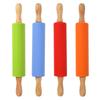 Food Grade Silicone Rolling Pin with Solid Wood Handle - Non-Stick, Heat-Resistant Baking Tool