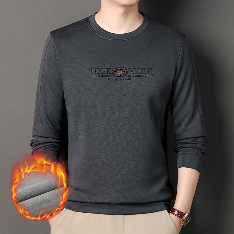 

Мужской зимний свитшот из флиса в ананасовую клетку - Теплый пуловер с длинным рукавом и круглым вырезом L