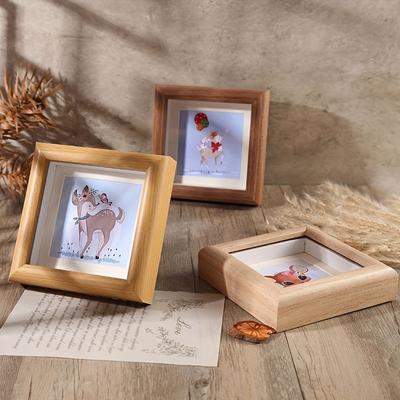 Single Mini Square Wooden Picture Frame with Hollow Design - Perfect for Tabletop Decoration, DIY Specimen Framing & Personalized Displays