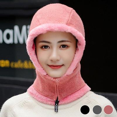 Winter Warm Front Zipper Fur Lined 2-in-1 Neck Warmer