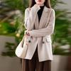 Cashmere Women Coat TIDENOVEL Autumn Wool Long Coat Handmade Pea Coat Winter Warm Wool Jacket Overcoat