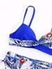 Printed Multicolor Drawstring Backless Swimsuit Beach Gathered Sexy Split Steel Bracket Hard Bag Bikini Set Girl