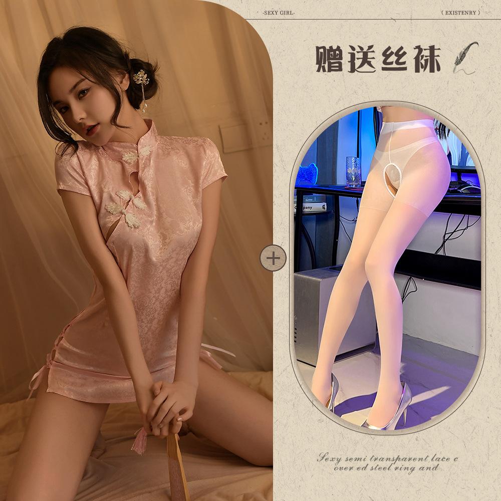 Sex lingerie retro jacquard sexy classical cheongsam uniform temptation hot passion suit