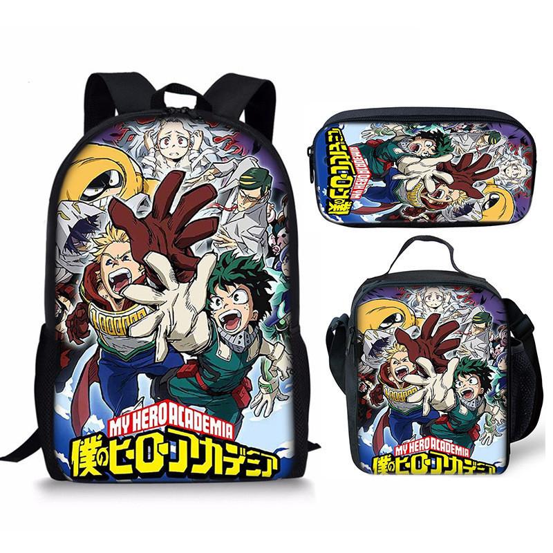 My Hero Academia Schülerrucksack mit Polyesterfutter und Anime-Cartoon-Design für Teenager