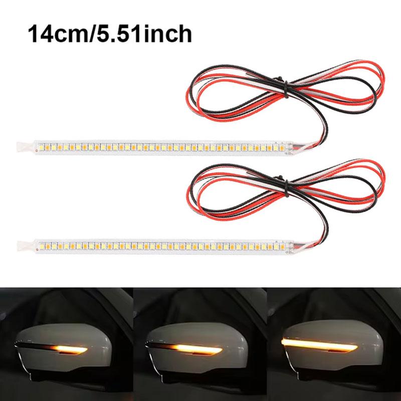 2Pcs Car Rearview Mirror Indicator Lamp DRL Streamer Strip Flowing Turn Signal Lamp Auto Headlight Strip Car Lighting 12V