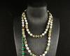 Medieval Retro Court-style Sweater Chain, Red and Green Agate Beaded Necklace, Earrings Set, Simple Versatile Autumn Win