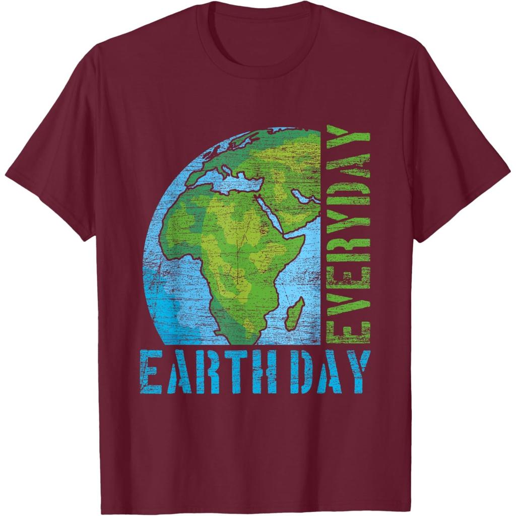 Everyday Earth Day Graphic Tee Distressed Print Casual Short Sleeve T-Shirt for Unisex