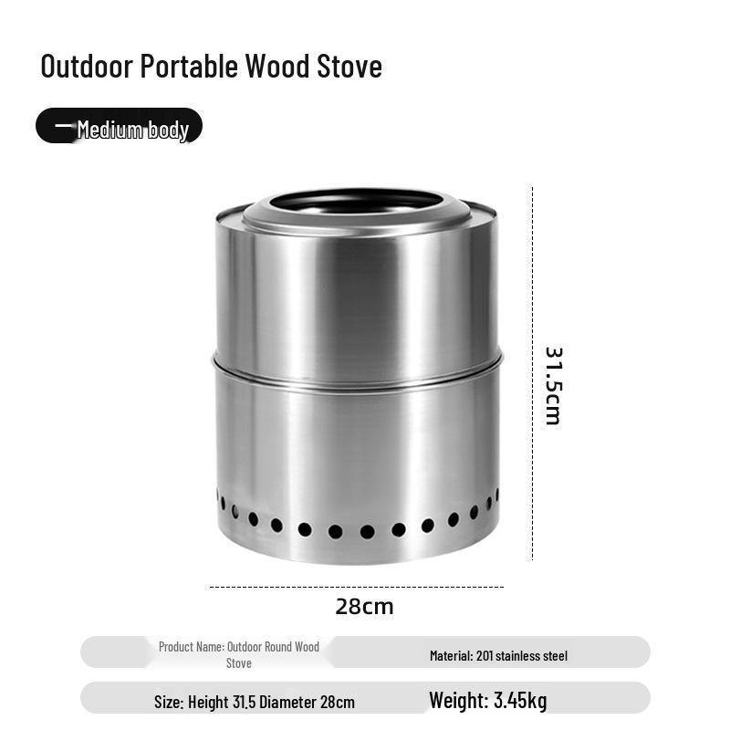 Stainless Steel Foldable Outdoor Wood Stove - High Temperature Resistant, Durable Camping Barbecue Oven