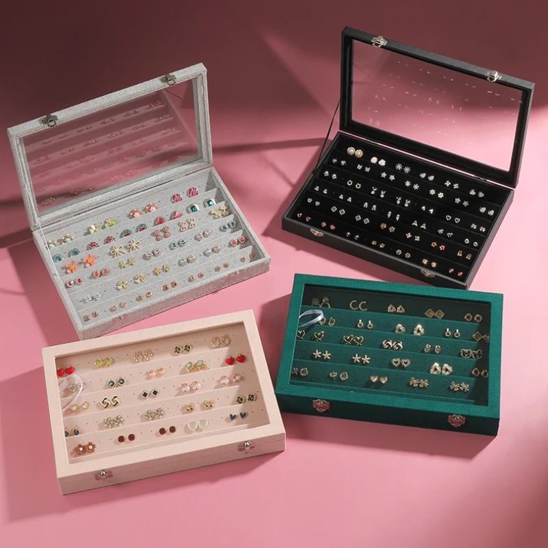 Jewelry Box Organizer Women Ring Necklace Jewelry Boxes Luxury Storage Bracelet Earrings Transparent Tray Aesthetic Ornaments Display Accessories
