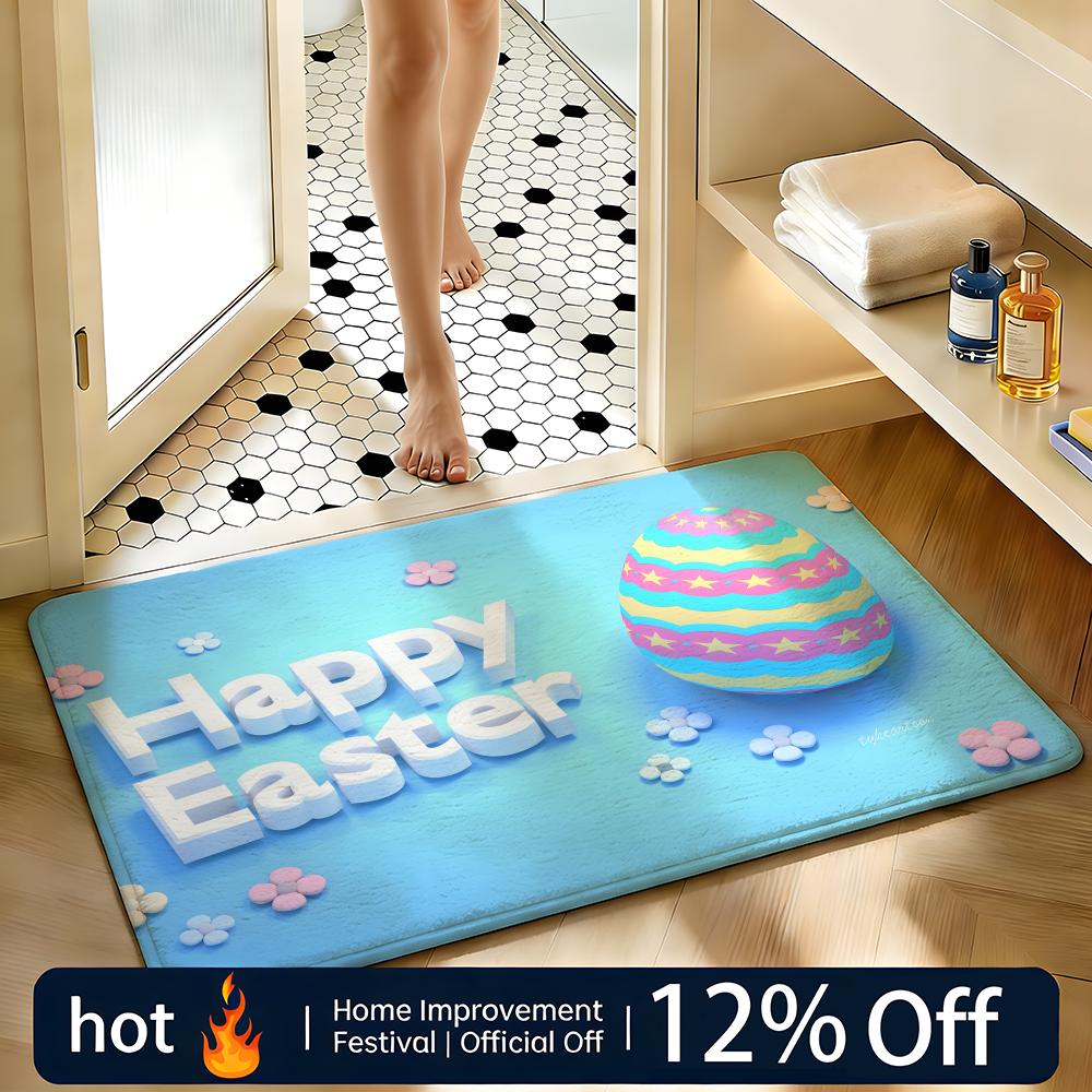 Soft Absorbent Non-Slip Rug Holiday Easter Floor Mat Home Decor Doormat Bedroom Floor Mat Shower Carpet
