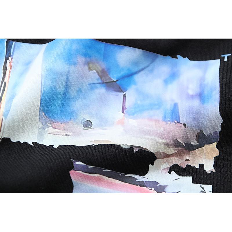 1086 Off-White 2025 Autumn and Winter New OW Monet Oil Painting Arrow Print Men's and Women's Round Neck Hoodie