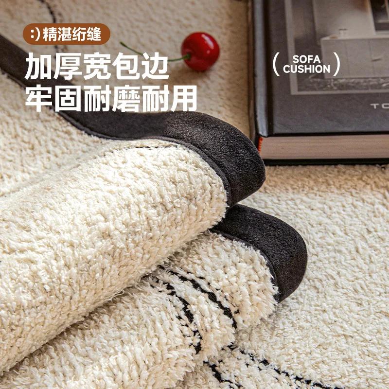 1PC Plush Fabric Sofa Cover Non-slip Warm Thicken Sofa Cushion for Living Room Universal L Shape Couch Protector Mat Black Edge