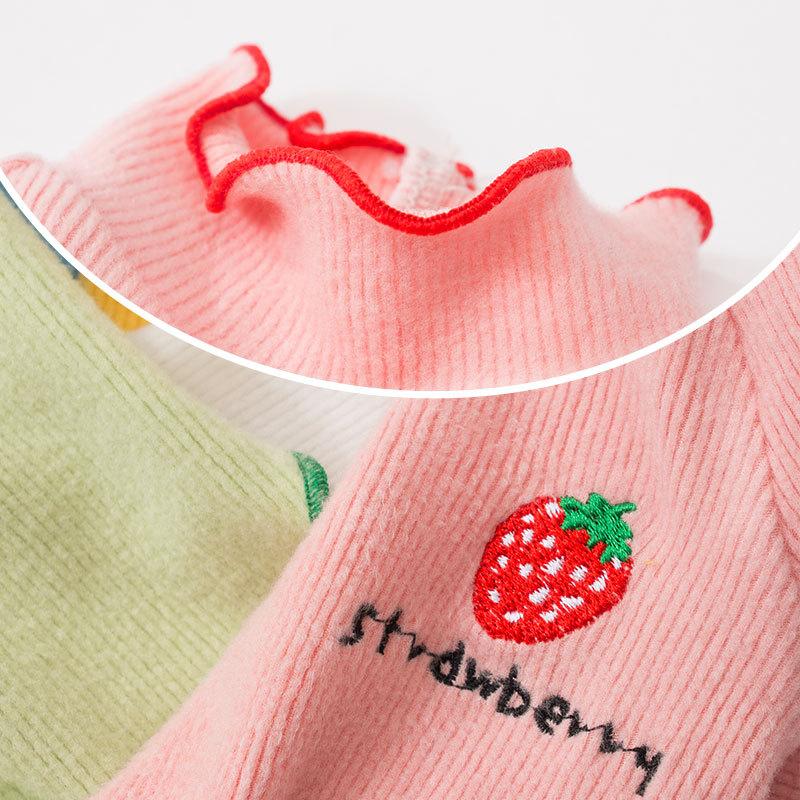 Cute Strawberry Bottoming Shirt Spring and Summer Thin Lace Breathable Puppy Solid Color Sweater Kitten