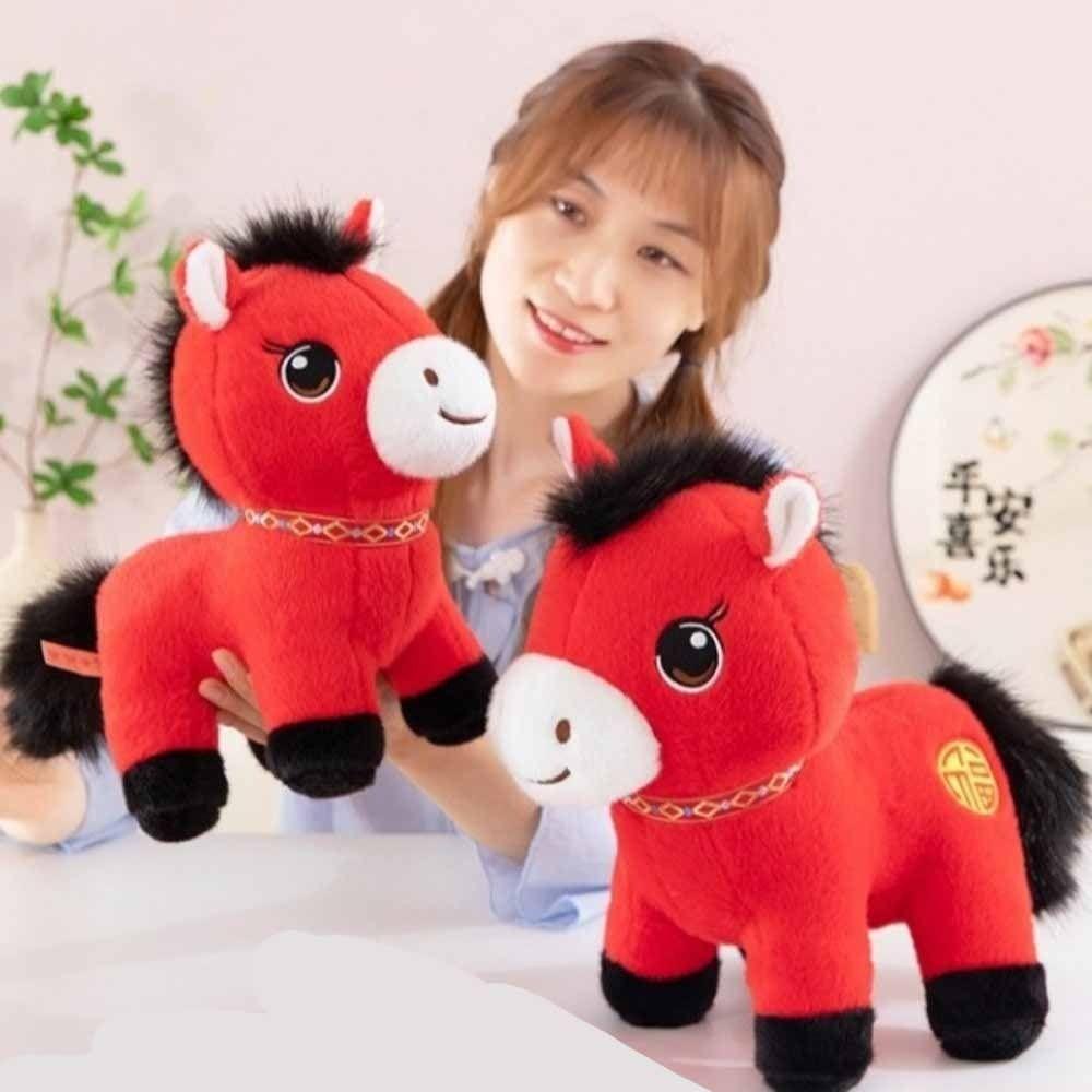 Cozy Embroidery Fabrics Simulation Stuffered Pony Doll Zodiac Pony Figurine New Year Mascot