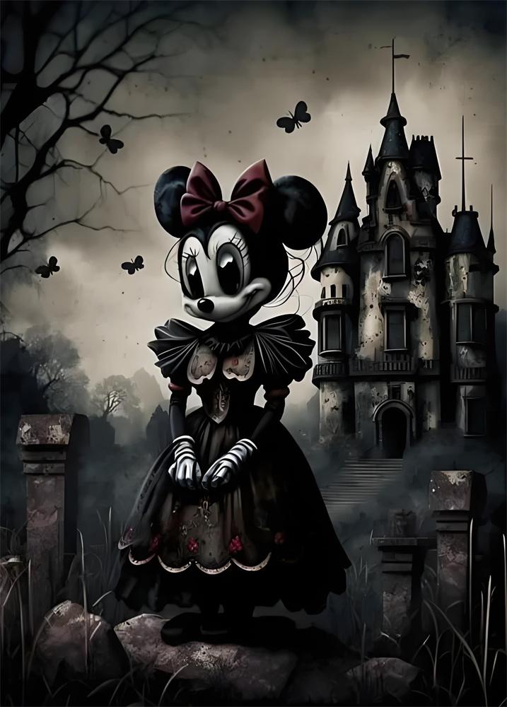 Disney Peinture Diamant 5D Mickey Sombre Transformation Terreur Sombre Décoration DIY Mosaïque Diamantée Complète Ensemble Point de Croix Incrusté Cadeau