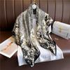 90X90Cm Elegant Floral Print Handkerchief Scarf For Women Small Shawl Square Headband Bandana Head Scarves