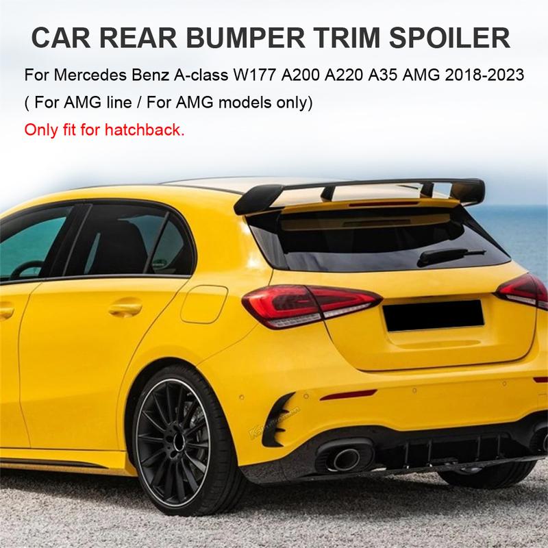 For Mercedes Benz A Class W177 A200 A220 A35 AMG Hatchback 2018-2023 Rear Bumper Trim Lip Spoiler Stickers Fender Glossy Black