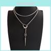 Steel Heart Shaped Pendant Necklace With Spikes And O Ring For Gothic Fashion Accessories