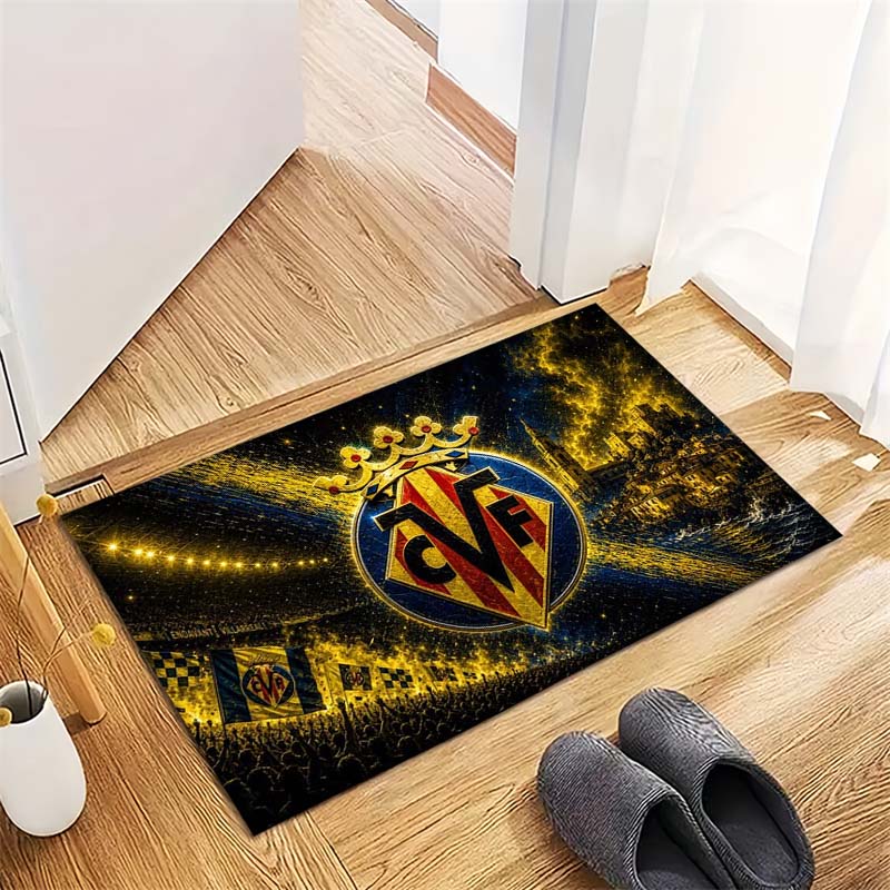 Villarreal Football Club Badge Print Area Rug Non‑Slip Floor Mat Home Decor