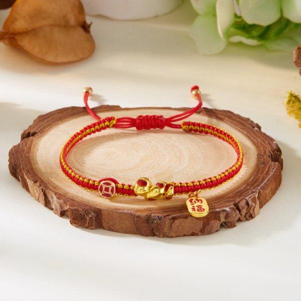 

Chinese Style Lucky Red Rope Cinnabar Beads Zodiac Snake Bracelet for Women Pendant Bracelets Blessing New Year Jewelry Gift