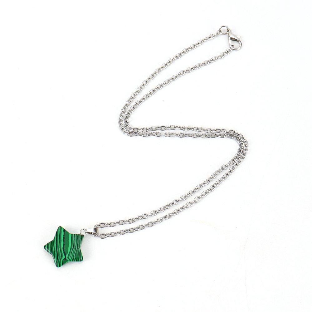 Natural Crystal Rough Stone Pendant, Five-Pointed Star Necklace, Small Star Jewelry Accessories N676