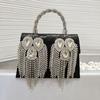 Studded Evening Clutch With Tassel Detail PU Leather Chain Shoulder Bag Women