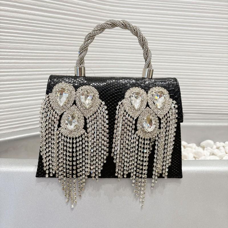 Studded Evening Clutch With Tassel Detail PU Leather Chain Shoulder Bag Women