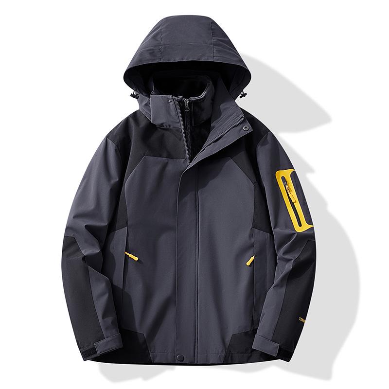 Waterproof 3-in-1 Hooded Mountaineering Jacket for Couples: Men & Women’s Winter Outdoor Windbreaker