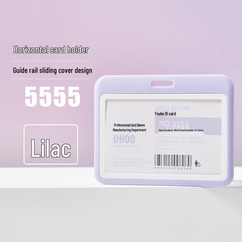 Youhe 5556 Sliding ID Card Holder with Lanyard - Push-Pull Access Badge