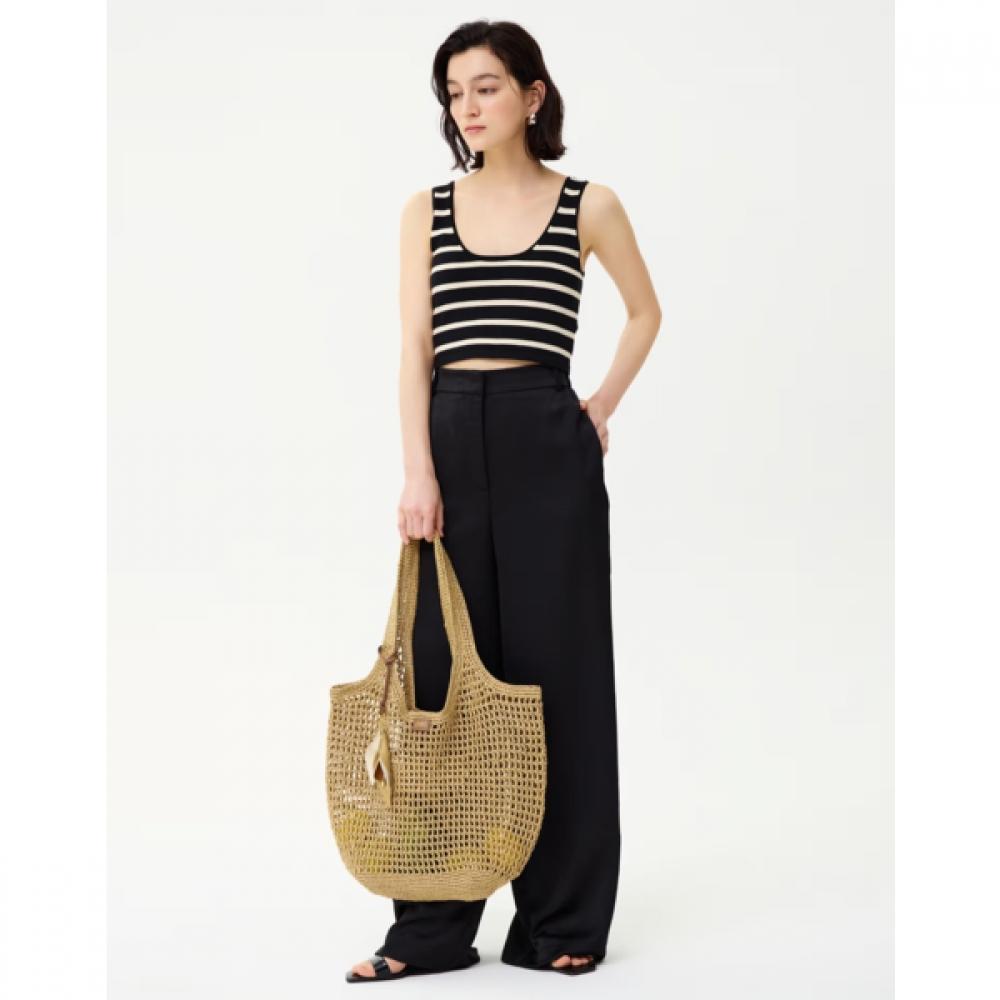 Daks Beige Raffia Twist Mesh ShouLder Bag L Dcba6e580i2