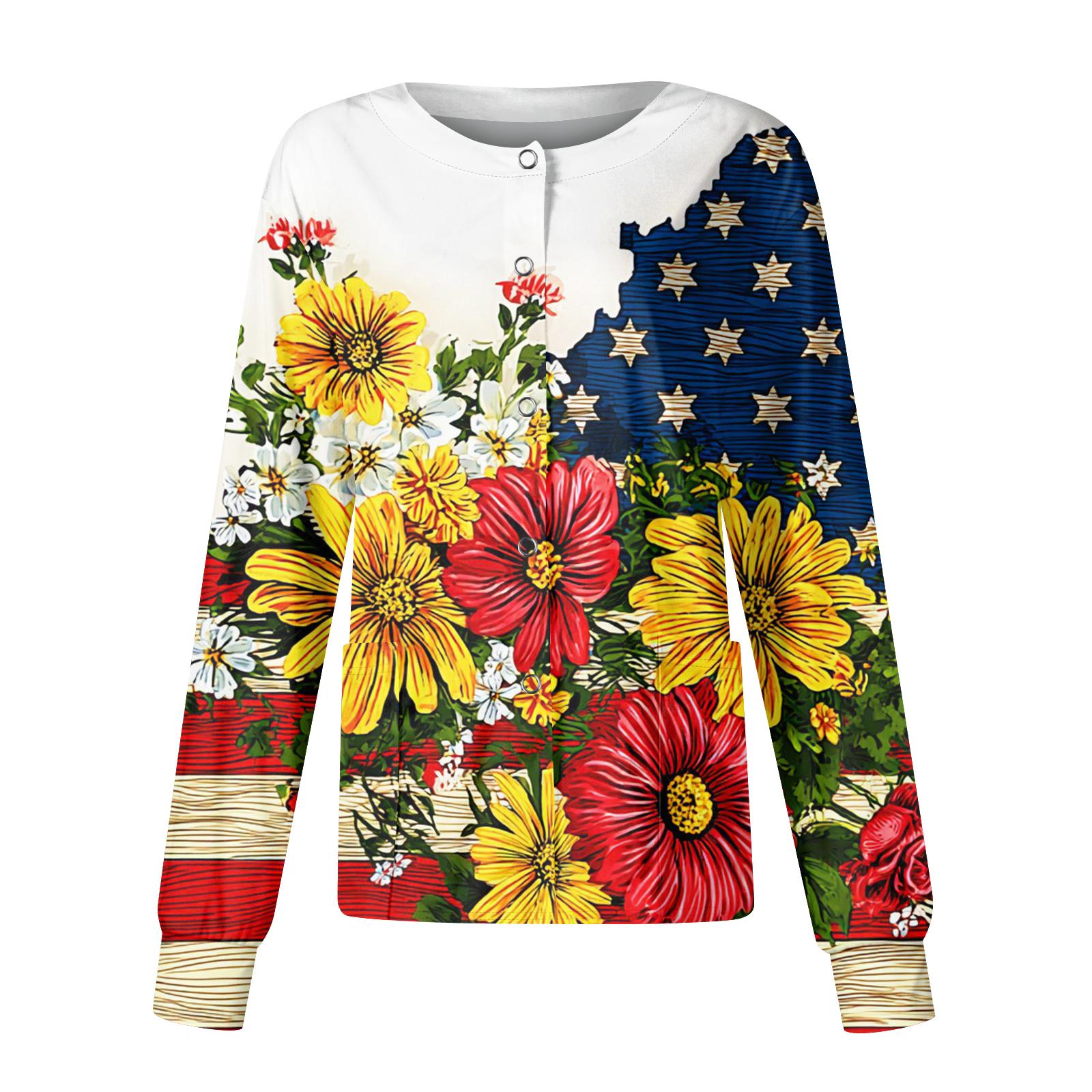 

Women s Casual Fashion Long-Sleeve Stand-Up Collar Single-Button Independence Day Print Workwear Jacket XL жовтий