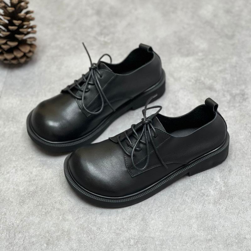 Fashion Vintage Leather Single Shoes Cowhide Soft Big Toe Big Toe Shoes