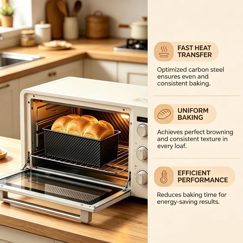 Bread Baking Pan Corrugated Carbon Steel Non-Stick Bakeware Sandwich Bread Tins Loaf Baking Pan For Home Kitchen Restaurant