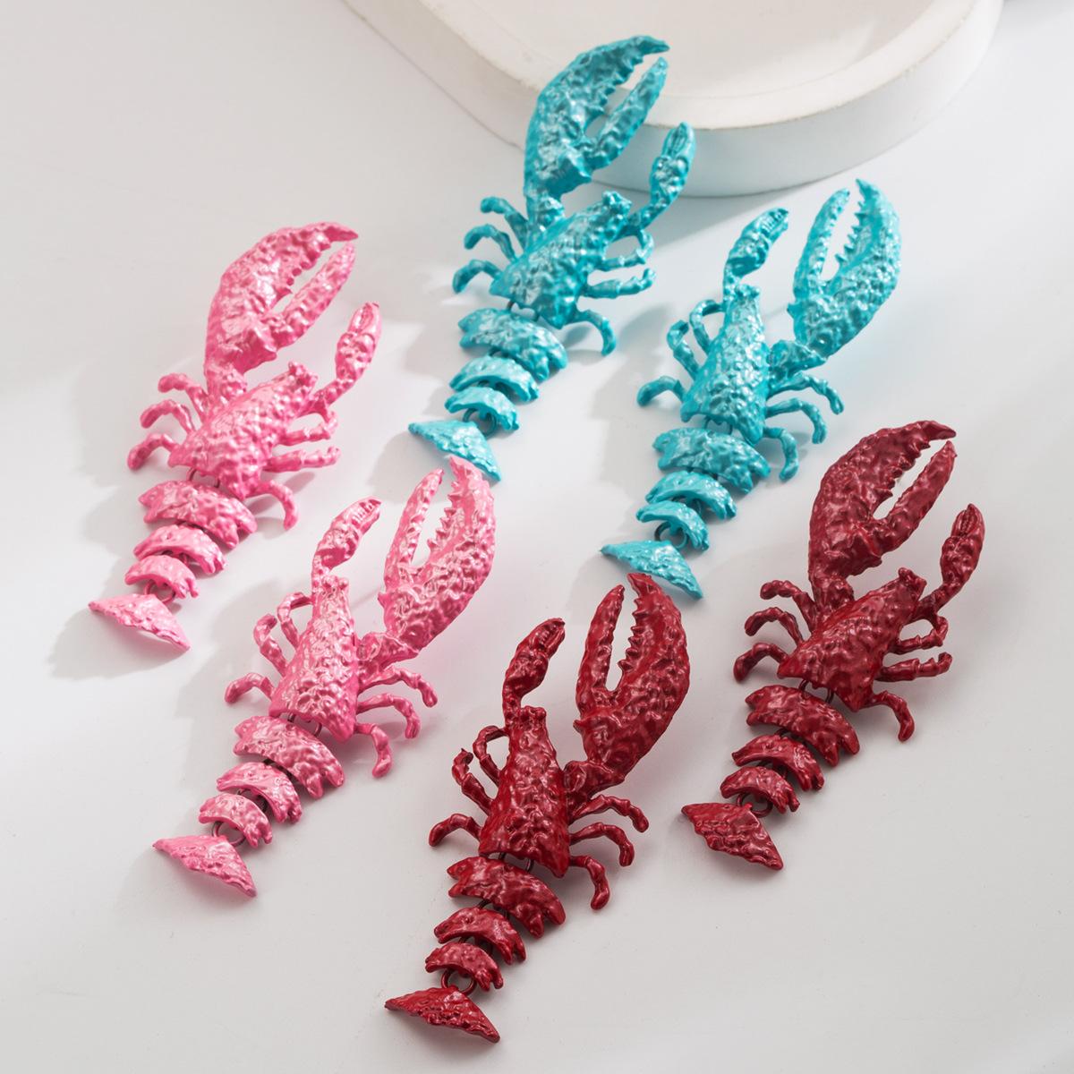 

Fashion Personality Exaggerated Summer Ocean Style Little Dragon Ear Studs Geometric Light Luxury High-end Exaggerated Lacquered Earrings for Women синій