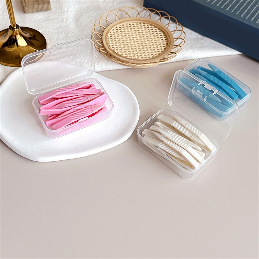 Pack Of 10 Contact Lenses Wearing Tool Lens Remover Tweezers with Storage Compartment for Everyday Travel Use