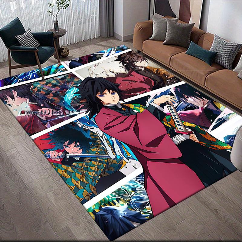 Demon Slayer Main Cast Anti-Slip Floor Mat, Rectangular Carpet for Living Room, Sofa & Game Room