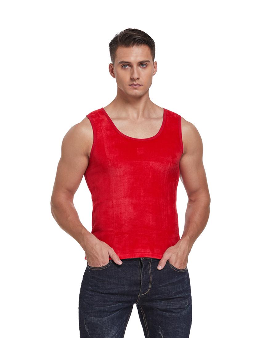 

Мужской жилет из золотого бархата на флисовой подкладке - Теплый, приталенный базовый слой, утолщенный, двусторонний, осенне-зимний. 2XL красный